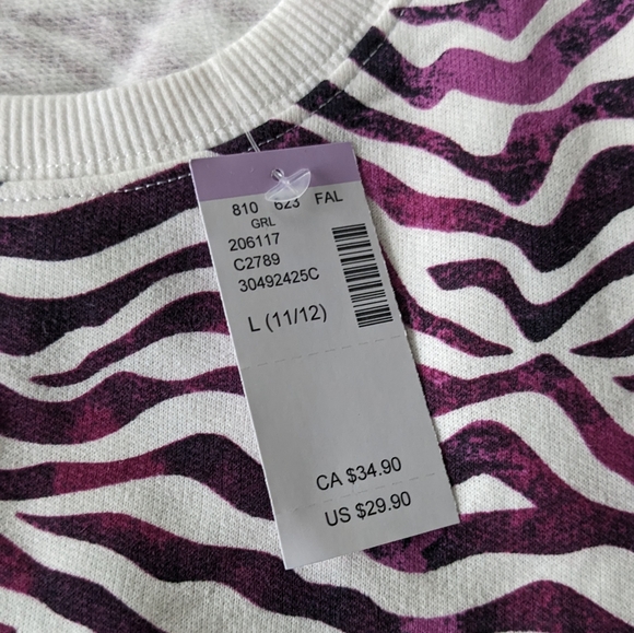 NWT Girls Zebra Sweatshirt - Size S (9) - Picture 5 of 9
